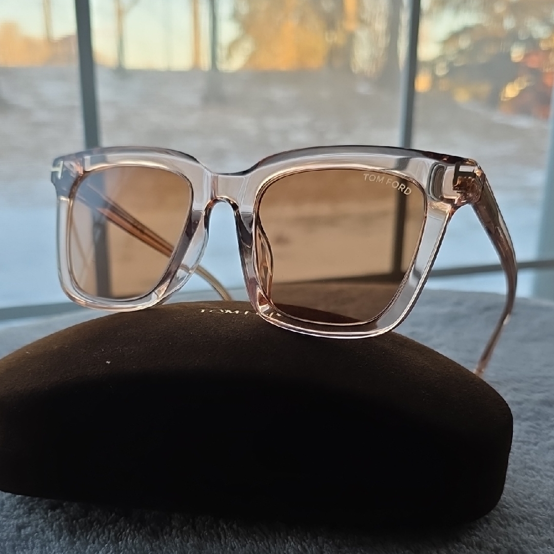 Tom Ford Clear Frame Sunglasses With Brown Lenses